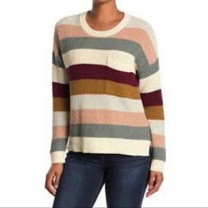 Madewell Thompson Rainbow Stripe Pocket Pullover Sweater Size Small